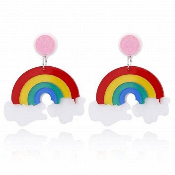 NEW Gorgeous Colorful RAINBOW Stud Dangle Earrings SPECIAL GIFT RED BLUE CLOUD - Picture 6 of 8